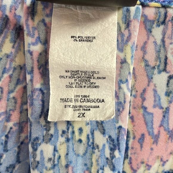 J.T.B. Womens Plus Size Dress Top, Size 2X, Pink and Blue Abstract Design Print - Picture 6 of 7